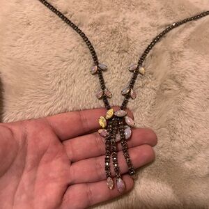 Vintage Astra Opal and Amethyst Drop Necklace